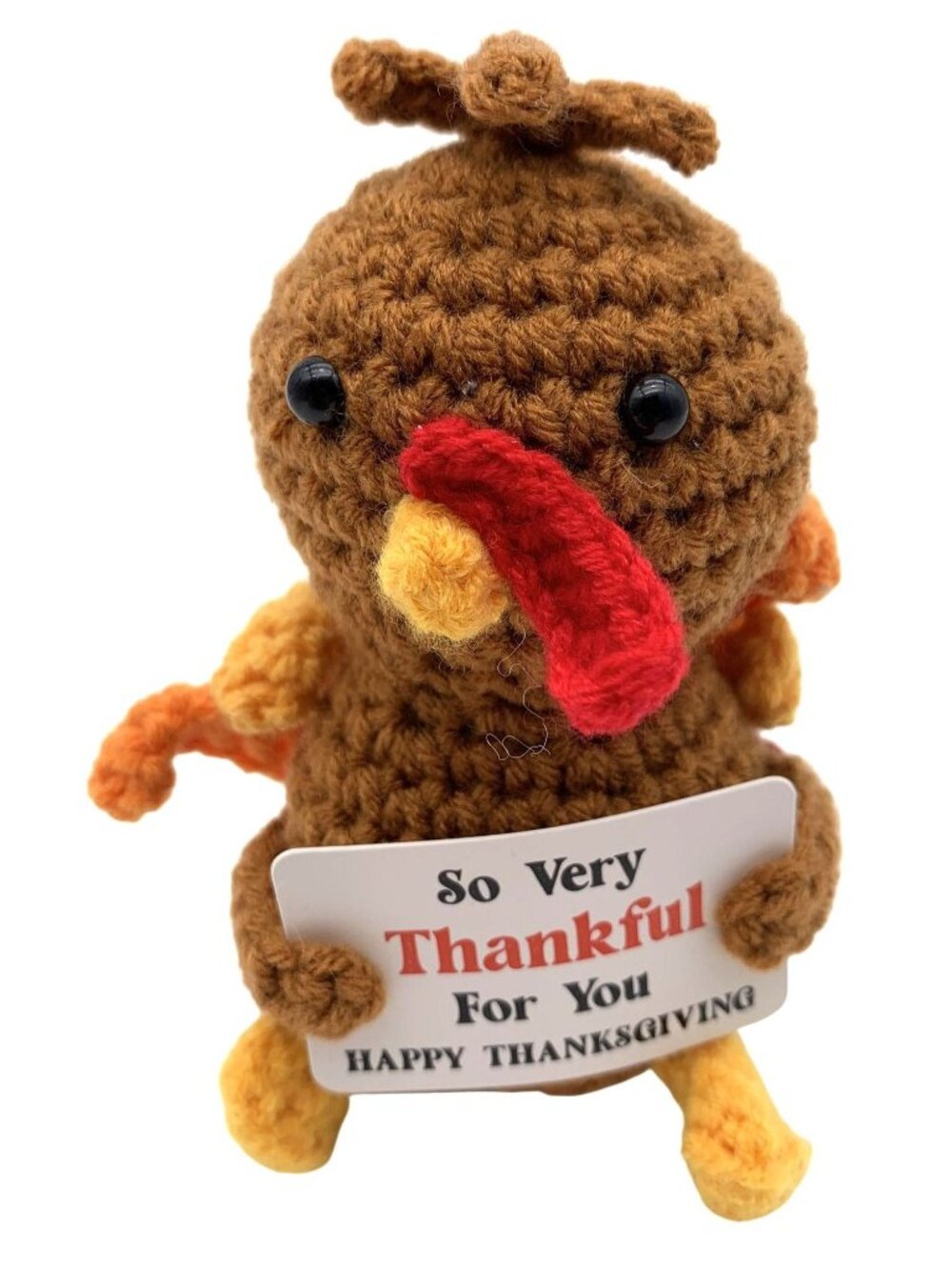 Crochet Thankful Turkey Plush Thanksgiving Fall Mini Decor 4 Inches